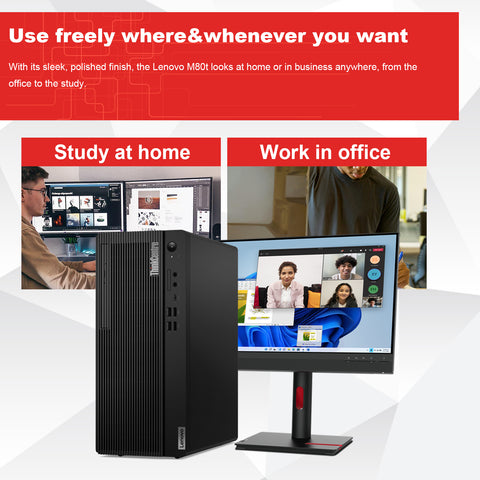 LENOVO ThinkCentre M80t Tower Desktop Intel Core i5 8GB RAM Intel UHD Graphics 256GB SSD Storage Windows 11 Pro - Black LENOVO ThinkCentre M80t Tower Desktop Intel Core i5 8GB RAM Intel UHD Graphics 256GB SSD Storage Windows 11 Pro - Black