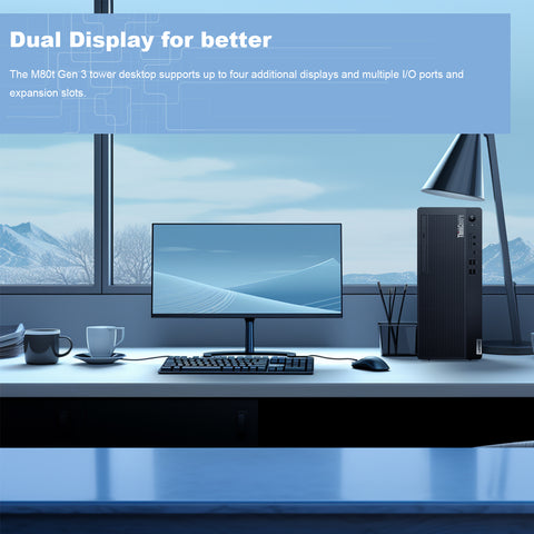 LENOVO ThinkCentre M80t Tower Desktop Intel Core i5 8GB RAM Intel UHD Graphics 256GB SSD Storage Windows 11 Pro - Black LENOVO ThinkCentre M80t Tower Desktop Intel Core i5 8GB RAM Intel UHD Graphics 256GB SSD Storage Windows 11 Pro - Black