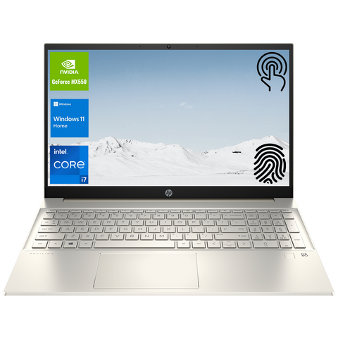 HP Pavilion 15t-eg300 Laptop, 15.6" FHD 1920 * 1080 Touchscreen 60Hz, Intel Core i7-1355U, NVIDIA GeForce MX550, 16GB DDR4 SODIMM RAM, 1TB PCIe M.2 SSD, Wi-Fi 6, Windows 11 Home, Gold HP Pavilion 15t-eg300 Laptop, 15.6" FHD 1920 * 1080 Touchscreen 60Hz, Intel Core i7-1355U, NVIDIA GeForce MX550, 16GB DDR4 SODIMM RAM, 1TB PCIe M.2 SSD, Wi-Fi 6, Windows 11 Home, Gold