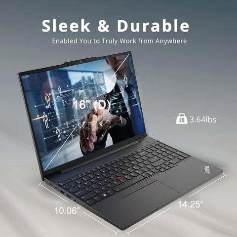 Lenovo ThinkPad E16 Gen 1 Business Laptop, 16" FHD+ 1920 * 1200 Non-touch 60Hz, AMD Ryzen 5 7530U, AMD Radeon Graphics, 16GB DDR4 RAM, 512GB PCIe M.2 SSD, Wi-Fi 6, No OS, Black Lenovo ThinkPad E16 Gen 1 Business Laptop, 16" FHD+ 1920 * 1200 Non-touch 60Hz, AMD Ryzen 5 7530U, AMD Radeon Graphics, 16GB DDR4 RAM, 512GB PCIe M.2 SSD, Wi-Fi 6, No OS, Black