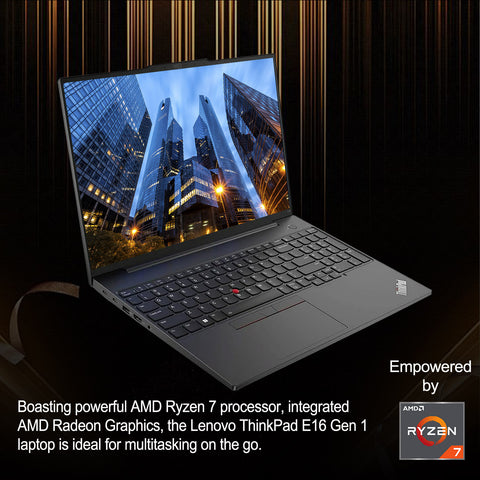 Lenovo ThinkPad E16 Gen 1 Business Laptop, 16" FHD+ 1920 * 1200 Non-touch 60Hz, AMD Ryzen 7 7730U, AMD Radeon Graphics, 16GB DDR4 RAM, 512GB PCIe M.2 SSD, Wi-Fi 6, No OS, Black Lenovo ThinkPad E16 Gen 1 Business Laptop, 16" FHD+ 1920 * 1200 Non-touch 60Hz, AMD Ryzen 7 7730U, AMD Radeon Graphics, 16GB DDR4 RAM, 512GB PCIe M.2 SSD, Wi-Fi 6, No OS, Black