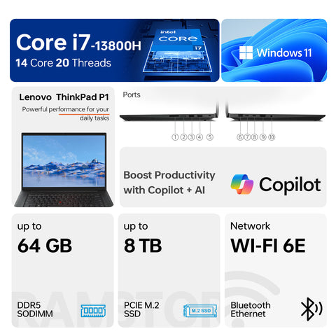 LENOVO ThinkPad P1 16" Mobile Workstation Laptop Intel Core i7 16GB RAM NVIDIA RTX A1000 512GB SSD Storage Windows 11 Pro 165Hz - Black LENOVO ThinkPad P1 16" Mobile Workstation Laptop Intel Core i7 16GB RAM NVIDIA RTX A1000 512GB SSD Storage Windows 11 Pro 165Hz - Black