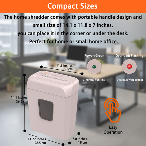 Bonsaii Pink Shredder, Compact for Office, Cross-Cut 6 Sheets, Security Shredding, Shreds Cards & Mail, 3.4-Gallon Bin Bonsaii Pink Shredder, Compact for Office, Cross-Cut 6 Sheets, Security Shredding, Shreds Cards & Mail, 3.4-Gallon Bin