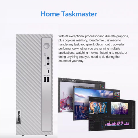 LENOVO IdeaCentre 3 Daily SFF Desktop, Intel Celeron G6900, Intel UHD Graphics, 8GB DDR4 UDIMM, 256GB PCIe M.2 SSD, Wi-Fi 6, Non-backlit Keyboard, Windows 11 Home, Grey LENOVO IdeaCentre 3 Daily SFF Desktop, Intel Celeron G6900, Intel UHD Graphics, 8GB DDR4 UDIMM, 256GB PCIe M.2 SSD, Wi-Fi 6, Non-backlit Keyboard, Windows 11 Home, Grey