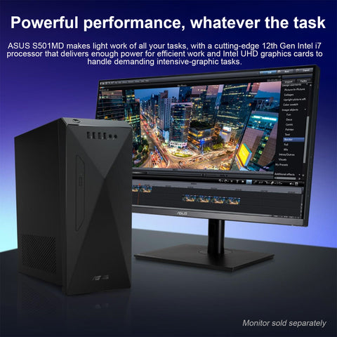 ASUS Tower Desktop Intel Core i7 16GB RAM Intel UHD Graphics 512GB SSDSSD Storage Windows 11 Home - Black ASUS Tower Desktop Intel Core i7 16GB RAM Intel UHD Graphics 512GB SSDSSD Storage Windows 11 Home - Black