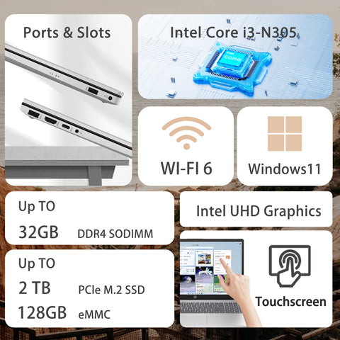 HP Essential 17.3" HD+ Touch Laptop, i3-N305, UHD Graphics, 4GB DDR4, 128GB eMMC, Wi-Fi 6, Windows 11 Home, Silver HP Essential 17.3" HD+ Touch Laptop, i3-N305, UHD Graphics, 4GB DDR4, 128GB eMMC, Wi-Fi 6, Windows 11 Home, Silver