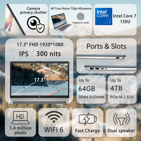 HP Essential 17.3" Traditional Laptop Intel Core 7 8GB RAM Intel Integrated Graphics 512GB SSD Storage Windows 11 Home 60Hz - Blue HP Essential 17.3" Traditional Laptop Intel Core 7 8GB RAM Intel Integrated Graphics 512GB SSD Storage Windows 11 Home 60Hz - Blue