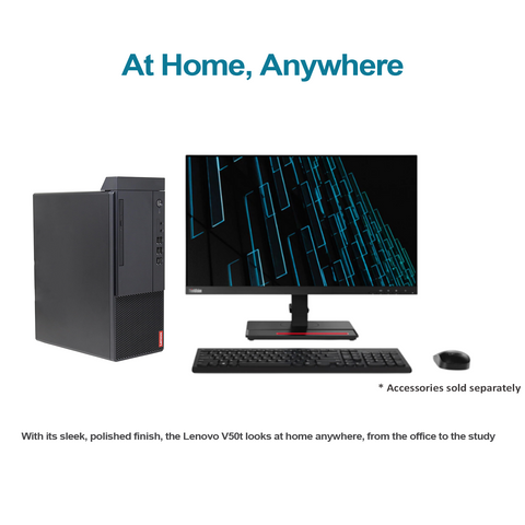 Lenovo V-Series V50t Gen 1 Business Tower Desktop, Intel Core i5-10400, Intel UHD Graphics, 4GB DDR4 RAM, 1TB 3.5" HDD, Wi-Fi 5, No OS, Black Lenovo V-Series V50t Gen 1 Business Tower Desktop, Intel Core i5-10400, Intel UHD Graphics, 4GB DDR4 RAM, 1TB 3.5" HDD, Wi-Fi 5, No OS, Black