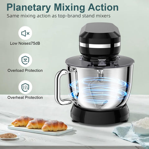 HOWORK Electric Stand Mixer,10+p Speeds With 6.5QT Stainless Steel Bowl,Dough Hook, Wire Whip & Beater,for Most Home Cooks, Black HOWORK Electric Stand Mixer,10+p Speeds With 6.5QT Stainless Steel Bowl,Dough Hook, Wire Whip & Beater,for Most Home Cooks, Black