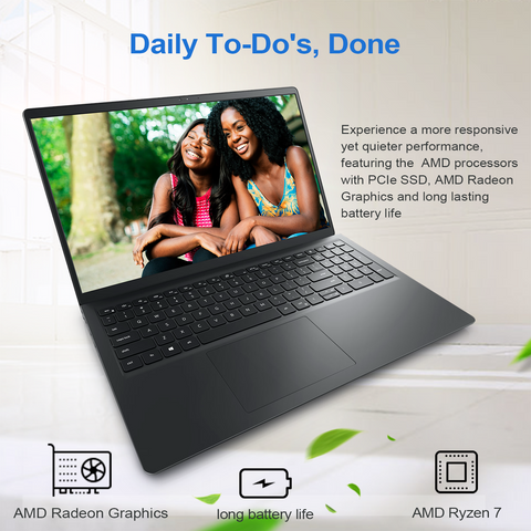 Dell Inspiron 3000 Series 3520 Laptop, 15.6" FHD Non-touch 120Hz, AMD Ryzen 7 5700U, AMD Radeon Graphics, 16GB DDR4 RAM, 1TB PCIe M.2 SSD, Wi-Fi 5, Windows 11 Home, Black Dell Inspiron 3000 Series 3520 Laptop, 15.6" FHD Non-touch 120Hz, AMD Ryzen 7 5700U, AMD Radeon Graphics, 16GB DDR4 RAM, 1TB PCIe M.2 SSD, Wi-Fi 5, Windows 11 Home, Black