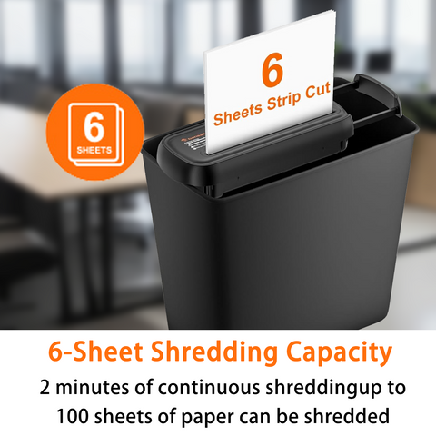 Bonsaii 6-Sheet Strip-Cut Paper Shredder with Basket, Portable Home Office Shredder with Overheat Protection, Compact Design for Easy Use Bonsaii 6-Sheet Strip-Cut Paper Shredder with Basket, Portable Home Office Shredder with Overheat Protection, Compact Design for Easy Use