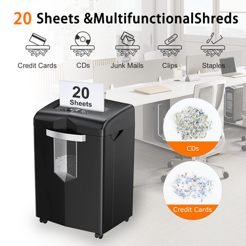 Bonsaii Heavy Duty Paper Shredder, 20 Sheet 40 Mins Large Office Crosscut Shredder for Commercial Use, Anti-Jam System & P-4 High Security Supports CD/Credit Cards/Staples, 7 Gal Pullout Bin C144-D Bonsaii Heavy Duty Paper Shredder, 20 Sheet 40 Mins Large Office Crosscut Shredder for Commercial Use, Anti-Jam System & P-4 High Security Supports CD/Credit Cards/Staples, 7 Gal Pullout Bin C144-D