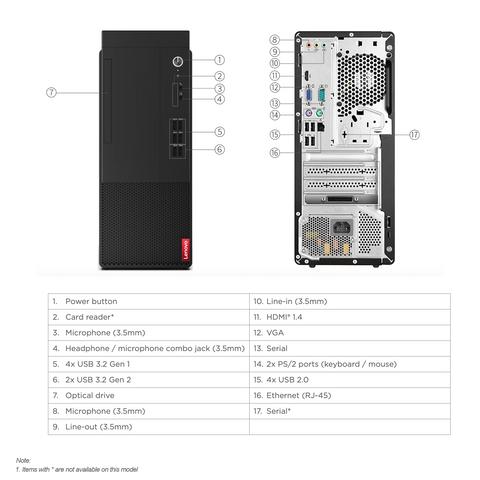 Lenovo V-Series V50t Gen 1 Business Tower Desktop, Intel Core i5-10400, Intel UHD Graphics, 4GB DDR4 RAM, 1TB 3.5" HDD, Wi-Fi 5, No OS, Black Lenovo V-Series V50t Gen 1 Business Tower Desktop, Intel Core i5-10400, Intel UHD Graphics, 4GB DDR4 RAM, 1TB 3.5" HDD, Wi-Fi 5, No OS, Black