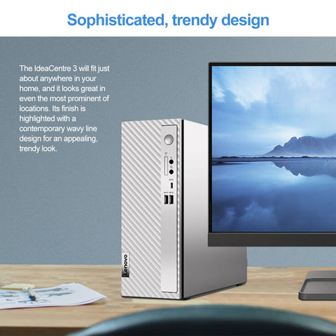 LENOVO IdeaCentre 3 Daily SFF Desktop, Intel Celeron G6900, Intel UHD Graphics, 8GB DDR4 UDIMM, 256GB PCIe M.2 SSD, Wi-Fi 6, Non-backlit Keyboard, Windows 11 Home, Grey LENOVO IdeaCentre 3 Daily SFF Desktop, Intel Celeron G6900, Intel UHD Graphics, 8GB DDR4 UDIMM, 256GB PCIe M.2 SSD, Wi-Fi 6, Non-backlit Keyboard, Windows 11 Home, Grey