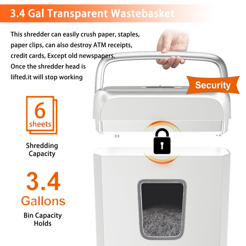 Bonsaii Quiet Cross-Cut Shredder, Ideal for Home Offices, Low-Noise Shredder, 6 Sheets at Once, Perfect for documents, Mail & Staples, 3.4-Gallon Wastebasket, Easy-Carry Handle, White Bonsaii Quiet Cross-Cut Shredder, Ideal for Home Offices, Low-Noise Shredder, 6 Sheets at Once, Perfect for documents, Mail & Staples, 3.4-Gallon Wastebasket, Easy-Carry Handle, White