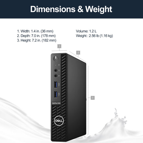 DELL OptiPlex 3000 Series 3080 Business MFF Desktop, Intel Core i5-10500T, Intel UHD Graphics, 8GB DDR4 SODIMM, 256GB PCIe M.2 SSD, Wi-Fi 5, Windows 10 Pro, Black DELL OptiPlex 3000 Series 3080 Business MFF Desktop, Intel Core i5-10500T, Intel UHD Graphics, 8GB DDR4 SODIMM, 256GB PCIe M.2 SSD, Wi-Fi 5, Windows 10 Pro, Black