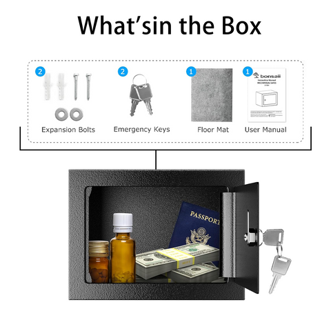 Bonsaii Safe Box with Key Lock, Steel Security Lock Box, 0.23 Cubic Feet, 9.06" W x 6.69" D x 6.69" H, Small Hidden Safe for Cash Jewelry Bonsaii Safe Box with Key Lock, Steel Security Lock Box, 0.23 Cubic Feet, 9.06" W x 6.69" D x 6.69" H, Small Hidden Safe for Cash Jewelry