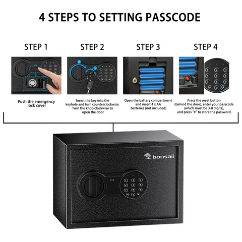 Bonsaii Safe Box with Fireproof Bag, Home Safe with Removable Shelf for Money Documents Jewelry Valuables, 0.6 Cubic Feet, 9.84"D x 13.78"W x 9.84"H, Black Bonsaii Safe Box with Fireproof Bag, Home Safe with Removable Shelf for Money Documents Jewelry Valuables, 0.6 Cubic Feet, 9.84"D x 13.78"W x 9.84"H, Black