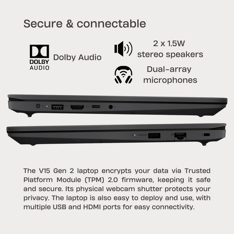 Lenovo V-Series V15 Gen 2 Business Laptop, 15.6" FHD Non-touch 60Hz, Intel Celeron N4500, Intel UHD Graphics, 4GB DDR4 RAM, 256GB PCIe M.2 SSD, Wi-Fi 5, FreeDos, Black Lenovo V-Series V15 Gen 2 Business Laptop, 15.6" FHD Non-touch 60Hz, Intel Celeron N4500, Intel UHD Graphics, 4GB DDR4 RAM, 256GB PCIe M.2 SSD, Wi-Fi 5, FreeDos, Black