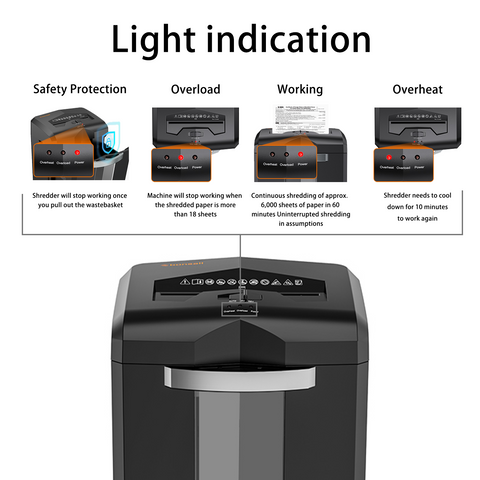 Bonsaii Paper Shredder, 18-Sheet 60-Minutes Shredder for Office Heavy Duty Cross-Cut Shredder with 6 Gallon Pullout Basket 4 Casters Bonsaii Paper Shredder, 18-Sheet 60-Minutes Shredder for Office Heavy Duty Cross-Cut Shredder with 6 Gallon Pullout Basket 4 Casters