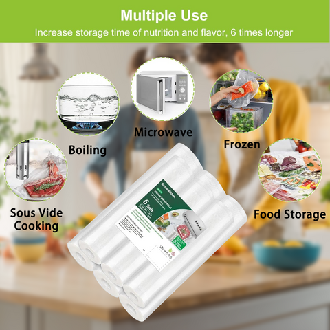 Bonsenkitchen Vacuum Sealer Rolls Bags, 6 Pack 3 Rolls 11" x 20' + 3 Rolls 8" x 20' Commercial Grade BPA Free Bag Rolls, Durable Customized Size Food Vac Bags for Storage and Sous Vide Cooking VB3211 Bonsenkitchen Vacuum Sealer Rolls Bags, 6 Pack 3 Rolls 11" x 20' + 3 Rolls 8" x 20' Commercial Grade BPA Free Bag Rolls, Durable Customized Size Food Vac Bags for Storage and Sous Vide Cooking VB3211