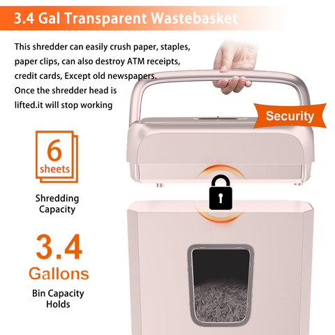 Bonsaii Pink Shredder, Compact for Office, Cross-Cut 6 Sheets, Security Shredding, Shreds Cards & Mail, 3.4-Gallon Bin Bonsaii Pink Shredder, Compact for Office, Cross-Cut 6 Sheets, Security Shredding, Shreds Cards & Mail, 3.4-Gallon Bin