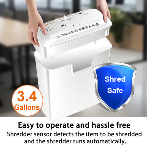 Bonsaii Quiet Strip-Cut Shredder, Up to 8 Sheets, Offering high Security, CDs, Credit Cards, Overheat Protection, Equipped with a 3.4-Gallon bin, Operates Quietly, Ideal for Home Office, White Bonsaii Quiet Strip-Cut Shredder, Up to 8 Sheets, Offering high Security, CDs, Credit Cards, Overheat Protection, Equipped with a 3.4-Gallon bin, Operates Quietly, Ideal for Home Office, White