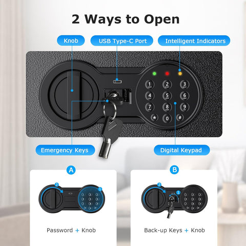 Bonsaii Steel Safe Box with Digital Keypad Lock, 1.2 Cubic Feet Security Document Safe with Removable Shelf for Home, Hotel, Office, Valuables, Money, 12.99 x 14.17 x 12.99 Inches Bonsaii Steel Safe Box with Digital Keypad Lock, 1.2 Cubic Feet Security Document Safe with Removable Shelf for Home, Hotel, Office, Valuables, Money, 12.99 x 14.17 x 12.99 Inches