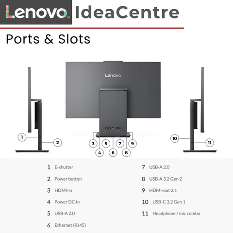 LENOVO IdeaCentre I Gen 9 All-in-One 27" Intel Core i7 16GB RAM Intel UHD Graphics 512GB SSDSSD Storage Windows 11 Home 100Hz - Grey LENOVO IdeaCentre I Gen 9 All-in-One 27" Intel Core i7 16GB RAM Intel UHD Graphics 512GB SSDSSD Storage Windows 11 Home 100Hz - Grey