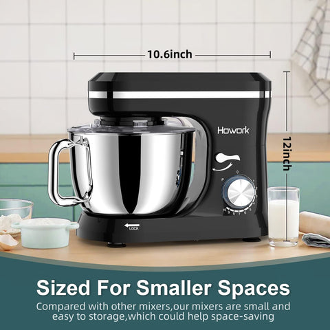 HOWORK Electric Stand Mixer,10+p Speeds With 6.5QT Stainless Steel Bowl,Dough Hook, Wire Whip & Beater,for Most Home Cooks, Black HOWORK Electric Stand Mixer,10+p Speeds With 6.5QT Stainless Steel Bowl,Dough Hook, Wire Whip & Beater,for Most Home Cooks, Black