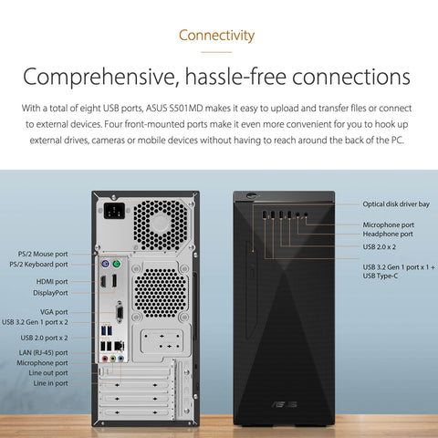 ASUS Tower Desktop Intel Core i7 16GB RAM Intel UHD Graphics 512GB SSDSSD Storage Windows 11 Home - Black ASUS Tower Desktop Intel Core i7 16GB RAM Intel UHD Graphics 512GB SSDSSD Storage Windows 11 Home - Black