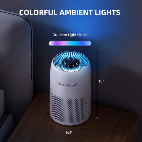 AromaRoom Air Purifiers for Bedroom, H13 HEPA Air Purifier for Home with Fragrance Sponge, Portable Air Cleaner for Smoke, Allergies, Pet Hair Dander, Odor, Dust, RGB Night Light, AP100-A (White) AromaRoom Air Purifiers for Bedroom, H13 HEPA Air Purifier for Home with Fragrance Sponge, Portable Air Cleaner for Smoke, Allergies, Pet Hair Dander, Odor, Dust, RGB Night Light, AP100-A (White)