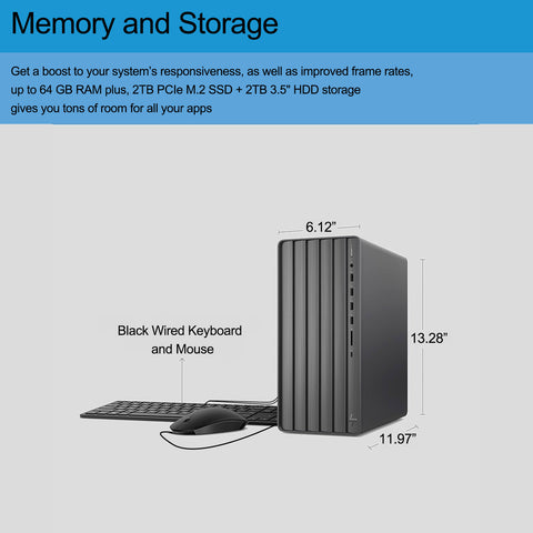 HP Envy TE01-4000 Tower Desktop, Intel Core i7-13700, Intel UHD Graphics, 8GB DDR4 UDIMM, 512GB PCIe M.2 SSD, Wi-Fi 6, Windows 11 Home, Black HP Envy TE01-4000 Tower Desktop, Intel Core i7-13700, Intel UHD Graphics, 8GB DDR4 UDIMM, 512GB PCIe M.2 SSD, Wi-Fi 6, Windows 11 Home, Black