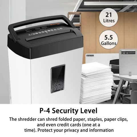 Bonsaii Crosscut Paper Shredder, 12-Sheet Capacity, P-4 Security Level, 5.5-Gallon Bin, Heavy-Duty Shredder for Home or Office, Destroys Paper, Credit Cards, Mail, and Staples, White & Black with Viewing Window Bonsaii Crosscut Paper Shredder, 12-Sheet Capacity, P-4 Security Level, 5.5-Gallon Bin, Heavy-Duty Shredder for Home or Office, Destroys Paper, Credit Cards, Mail, and Staples, White & Black with Viewing Window