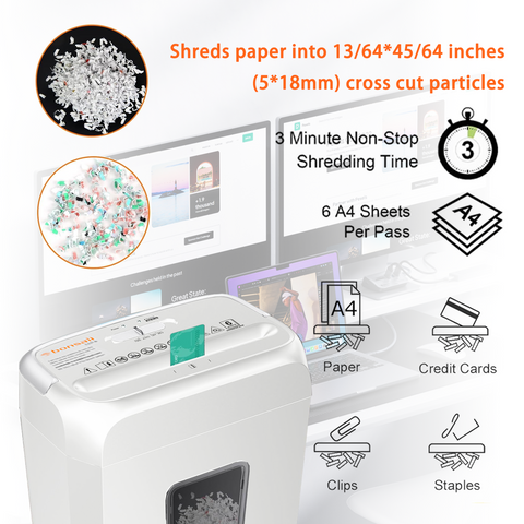Bonsaii Quiet Cross-Cut Shredder, Ideal for Home Offices, Low-Noise Shredder, 6 Sheets at Once, Perfect for documents, Mail & Staples, 3.4-Gallon Wastebasket, Easy-Carry Handle, White Bonsaii Quiet Cross-Cut Shredder, Ideal for Home Offices, Low-Noise Shredder, 6 Sheets at Once, Perfect for documents, Mail & Staples, 3.4-Gallon Wastebasket, Easy-Carry Handle, White