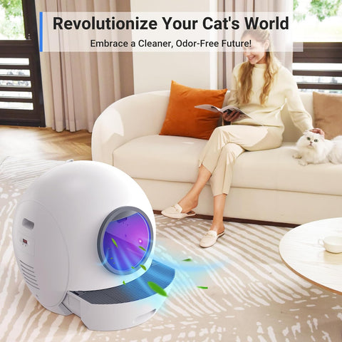 ELS PET Self Cleaning Cat Litter Box with 2 Pack Litter for Multiple Cats,Cat Litter Box Automatic Cleaning App Control/Smart Monitor/Odor-Removal Design, Automatic Litter Box Hand Free- White ELS PET Self Cleaning Cat Litter Box with 2 Pack Litter for Multiple Cats,Cat Litter Box Automatic Cleaning App Control/Smart Monitor/Odor-Removal Design, Automatic Litter Box Hand Free- White