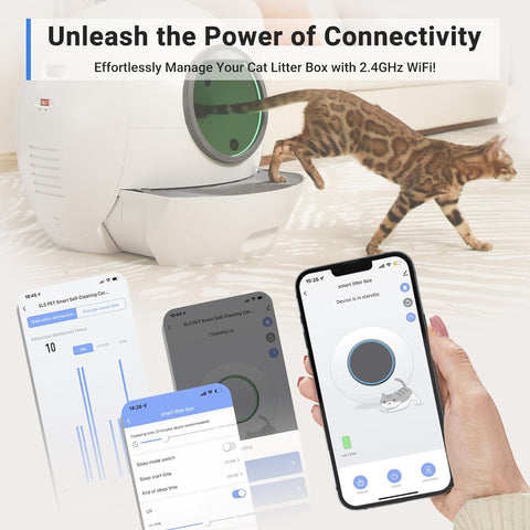 ELS PET Self Cleaning Cat Litter Box with 2 Pack Litter for Multiple Cats,Cat Litter Box Automatic Cleaning App Control/Smart Monitor/Odor-Removal Design, Automatic Litter Box Hand Free- White ELS PET Self Cleaning Cat Litter Box with 2 Pack Litter for Multiple Cats,Cat Litter Box Automatic Cleaning App Control/Smart Monitor/Odor-Removal Design, Automatic Litter Box Hand Free- White