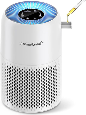 AromaRoom Air Purifiers for Bedroom, H13 HEPA Air Purifier for Home with Fragrance Sponge, Portable Air Cleaner for Smoke, Allergies, Pet Hair Dander, Odor, Dust, RGB Night Light, AP100-A (White) AromaRoom Air Purifiers for Bedroom, H13 HEPA Air Purifier for Home with Fragrance Sponge, Portable Air Cleaner for Smoke, Allergies, Pet Hair Dander, Odor, Dust, RGB Night Light, AP100-A (White)