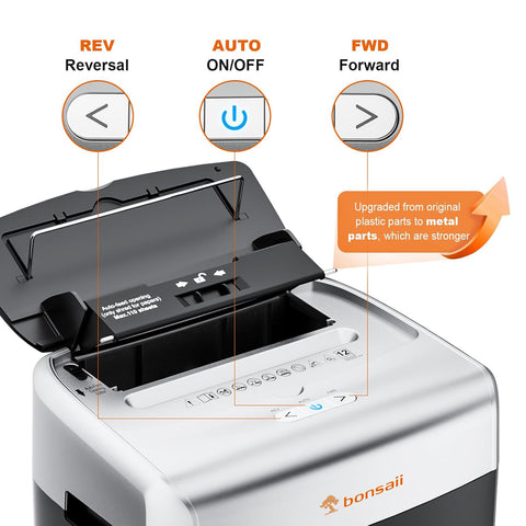 Bonsaii Paper Shredder for Office, 110-Sheet Autofeed Heavy Duty Shredder for Home Office Use, 30 Minutes/Micro Cut/P-4 High Security Level/6 Gallon Large Bin Bonsaii Paper Shredder for Office, 110-Sheet Autofeed Heavy Duty Shredder for Home Office Use, 30 Minutes/Micro Cut/P-4 High Security Level/6 Gallon Large Bin