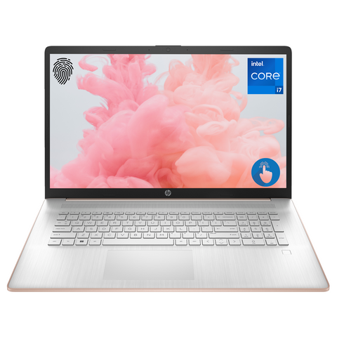 HP Essential 17 Laptop, 17.3" HD+ Touchscreen 60Hz, Intel Core i7-1355U, Intel Iris Xe Graphics, 8GB DDR4 RAM, 512GB PCIe M.2 SSD, Wi-Fi 6, Windows 11 Home, Pale Rose Gold HP Essential 17 Laptop, 17.3" HD+ Touchscreen 60Hz, Intel Core i7-1355U, Intel Iris Xe Graphics, 8GB DDR4 RAM, 512GB PCIe M.2 SSD, Wi-Fi 6, Windows 11 Home, Pale Rose Gold