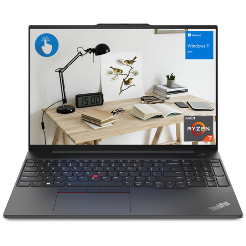 Lenovo ThinkPad E16 Gen 1 Business Laptop, 16" WUXGA Touchscreen 60Hz, AMD Ryzen 7 7730U, AMD Radeon Graphics, 8GB DDR4 RAM, 256GB PCIe M.2 SSD, Wi-Fi 6, Windows 11 Pro, Black Lenovo ThinkPad E16 Gen 1 Business Laptop, 16" WUXGA Touchscreen 60Hz, AMD Ryzen 7 7730U, AMD Radeon Graphics, 8GB DDR4 RAM, 256GB PCIe M.2 SSD, Wi-Fi 6, Windows 11 Pro, Black