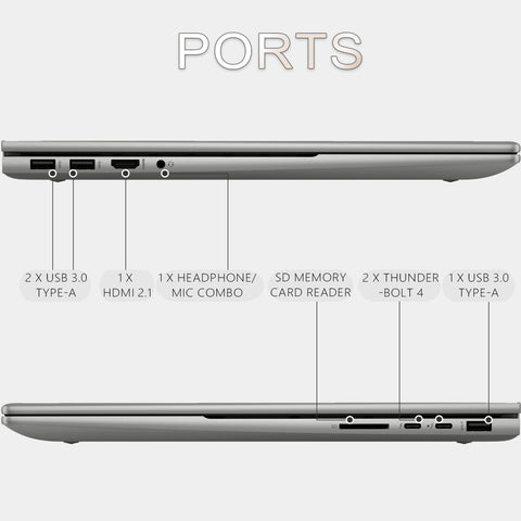 HP ENVY 17 Laptop, 17.3" FHD Touchscreen 60Hz, Intel Core i7-13700H, Intel Iris Xe Graphics, 16GB DDR4 RAM, 512GB PCIe M.2 SSD, Wi-Fi 6, Windows 11 Home, Grey HP ENVY 17 Laptop, 17.3" FHD Touchscreen 60Hz, Intel Core i7-13700H, Intel Iris Xe Graphics, 16GB DDR4 RAM, 512GB PCIe M.2 SSD, Wi-Fi 6, Windows 11 Home, Grey