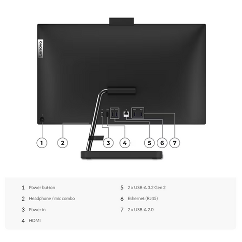 Lenovo IdeaCentre AIO 3 All-in-One, 23.8" FHD 1920 * 1080 Touchscreen 60Hz, Intel Core i5-12450H, Intel UHD Graphics, 8GB DDR4 RAM, 256GB PCIe M.2 SSD, Wi-Fi 6, Windows 11 Home, Black Lenovo IdeaCentre AIO 3 All-in-One, 23.8" FHD 1920 * 1080 Touchscreen 60Hz, Intel Core i5-12450H, Intel UHD Graphics, 8GB DDR4 RAM, 256GB PCIe M.2 SSD, Wi-Fi 6, Windows 11 Home, Black