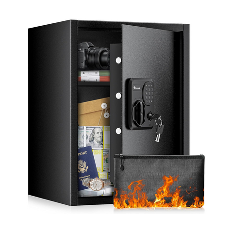 Bonsaii 1.8 Cubic Feet Security Home Safe with Digital Keypad & Fireproof Bag, Fire-Resistant Security Box for Jewelry, Cash, Guns | Fireproof Document Safe (14.2"x12.99"x19.7") Bonsaii 1.8 Cubic Feet Security Home Safe with Digital Keypad & Fireproof Bag, Fire-Resistant Security Box for Jewelry, Cash, Guns | Fireproof Document Safe (14.2"x12.99"x19.7")