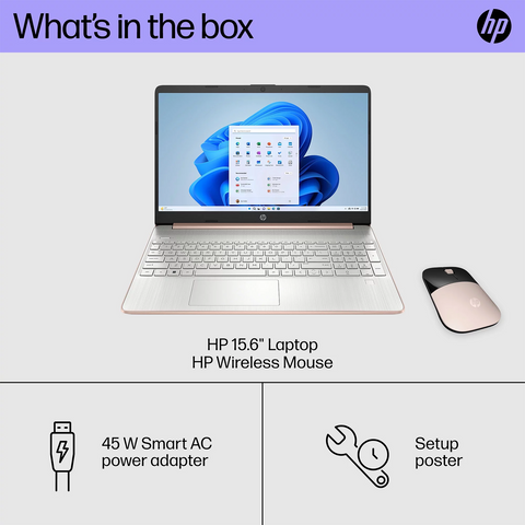 HP Essential 15-ef1716wm Laptop, 15.6" HD Non-touch 60Hz, AMD Ryzen 3 3250U, AMD Radeon Graphics, 4GB DDR4 RAM, 128GB PCIe M.2 SSD, Wi-Fi 5, Windows 11 Home, Rose HP Essential 15-ef1716wm Laptop, 15.6" HD Non-touch 60Hz, AMD Ryzen 3 3250U, AMD Radeon Graphics, 4GB DDR4 RAM, 128GB PCIe M.2 SSD, Wi-Fi 5, Windows 11 Home, Rose