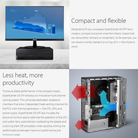ASUS ExpertCenter D5 Business SFF Desktop, Intel Core i5-12400, Intel UHD Graphics, 8GB DDR4 UDIMM RAM, 512GB PCIe M.2 SSD, No Wi-Fi, No OS, Black ASUS ExpertCenter D5 Business SFF Desktop, Intel Core i5-12400, Intel UHD Graphics, 8GB DDR4 UDIMM RAM, 512GB PCIe M.2 SSD, No Wi-Fi, No OS, Black