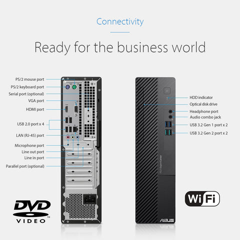 ASUS ExpertCenter D5 Business SFF Desktop, Intel Core i5-12400, Intel UHD Graphics, 8GB DDR4 UDIMM RAM, 512GB PCIe M.2 SSD, No Wi-Fi, No OS, Black ASUS ExpertCenter D5 Business SFF Desktop, Intel Core i5-12400, Intel UHD Graphics, 8GB DDR4 UDIMM RAM, 512GB PCIe M.2 SSD, No Wi-Fi, No OS, Black