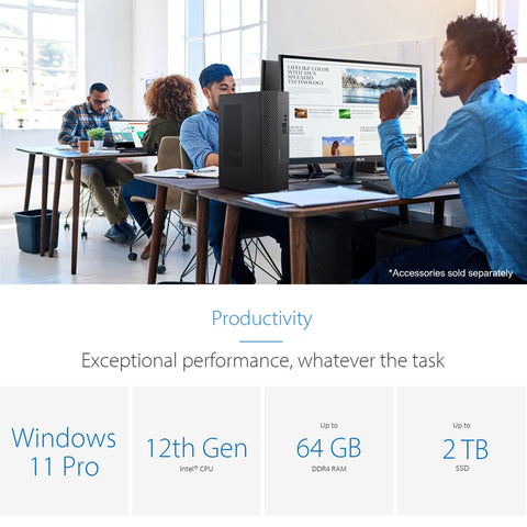 ASUS ExpertCenter D5 Business SFF Desktop, Intel Core i5-12400, Intel UHD Graphics, 8GB DDR4 UDIMM RAM, 512GB PCIe M.2 SSD, Wi-Fi 6, No OS, Black ASUS ExpertCenter D5 Business SFF Desktop, Intel Core i5-12400, Intel UHD Graphics, 8GB DDR4 UDIMM RAM, 512GB PCIe M.2 SSD, Wi-Fi 6, No OS, Black