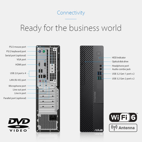 ASUS ExpertCenter D5 Business SFF Desktop, Intel Core i5-12400, Intel UHD Graphics, 8GB DDR4 UDIMM RAM, 512GB PCIe M.2 SSD, Wi-Fi 6, No OS, Black ASUS ExpertCenter D5 Business SFF Desktop, Intel Core i5-12400, Intel UHD Graphics, 8GB DDR4 UDIMM RAM, 512GB PCIe M.2 SSD, Wi-Fi 6, No OS, Black