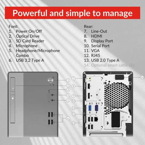 Lenovo V50t Gen 2 Business Tower Desktop, Intel Core i7-10700, Intel UHD Graphics 630, 4GB DDR4 RAM, 1TB 3.5" HDD, No Wi-Fi, No OS, Black Lenovo V50t Gen 2 Business Tower Desktop, Intel Core i7-10700, Intel UHD Graphics 630, 4GB DDR4 RAM, 1TB 3.5" HDD, No Wi-Fi, No OS, Black